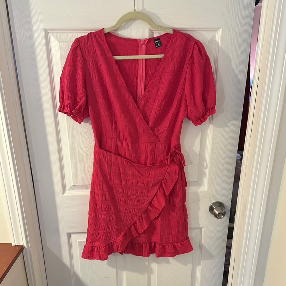 Elegant Pink Wrap Dress